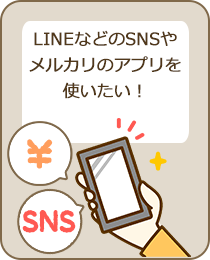 LINEなどのSNSやメルカリのアプリを使いたい！